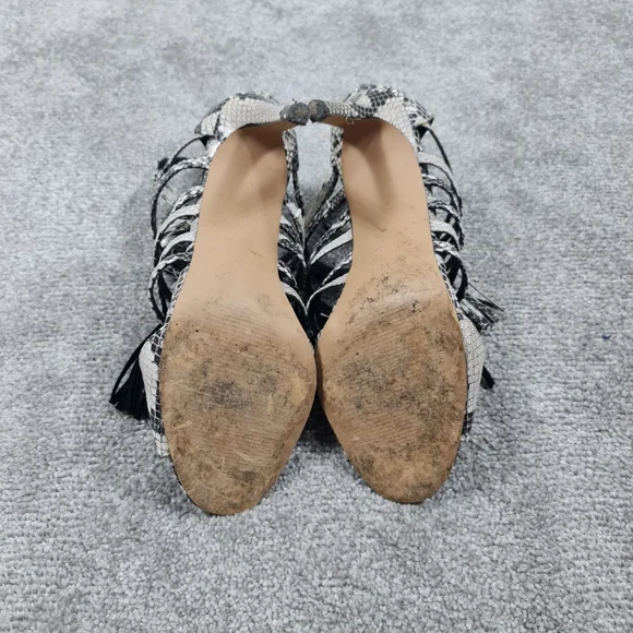 Next Black White Snake Print Stiletto Heels Strappy Shoes UK 7 EU 41 Back Zip - Picture 7 of 7